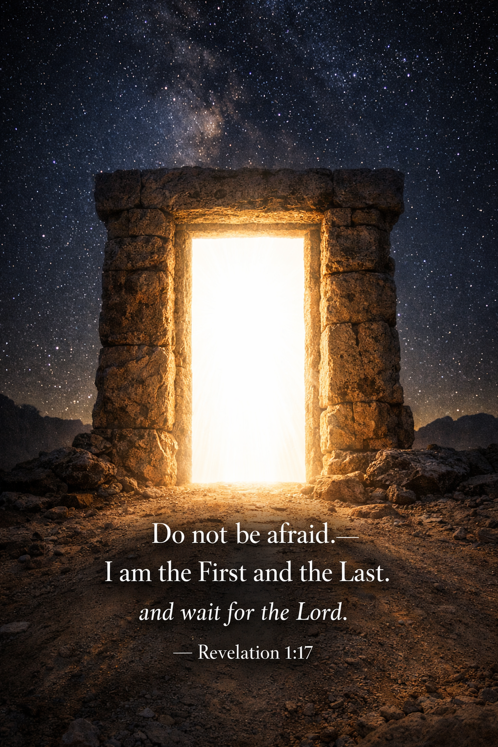Revelation 1:17 — I Am the First and the Last — Glowing Doorway Phone Wallpaper